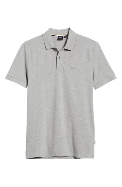 Shop Hugo Boss Boss Pallas Cotton Polo In Silver