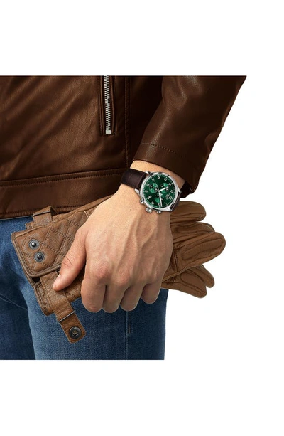 Tissot Chrono Xl Classic Quartz Chronograph Green Dial Brown Leather Strap Men's Watch T116.617.16.092.00 In Brown