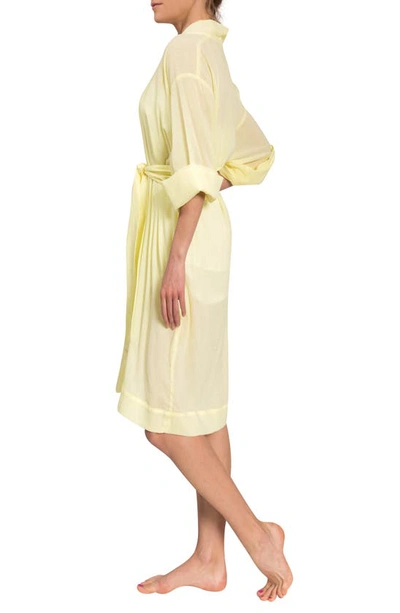 Shop Everyday Ritual Short Tie Waist Robe In Limoncello