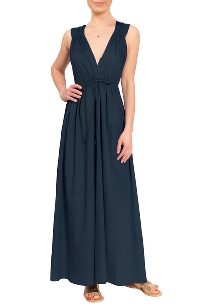 Shop Everyday Ritual Margot Cotton Nightgown In Inky Blue