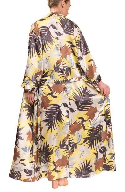 Everyday Ritual Colette Satin Wrap In Tropical Foliage