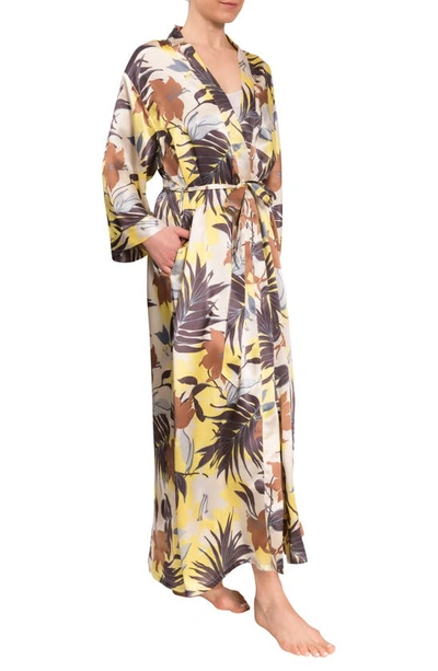 Everyday Ritual Colette Satin Wrap In Tropical Foliage