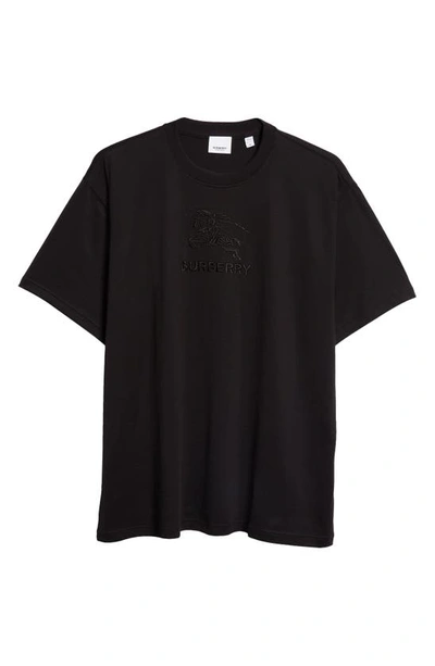 Shop Burberry Tempah Embroidered Logo Cotton T-shirt In Black