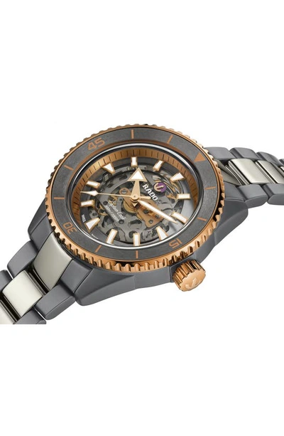 Shop Rado Captain Cook High Tech Ceramic Skeleton Bracelet Watch, 43mm In Grey