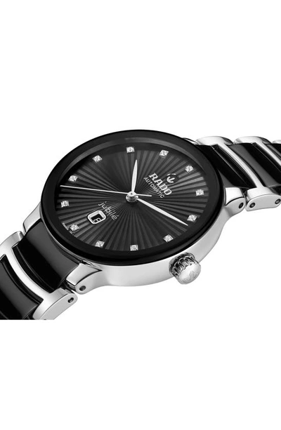 Shop Rado Centrix Diamond Ceramic Bracelet Watch In Black