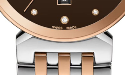 Shop Rado Florence Diamond Bracelet Watch, 30mm In Brown