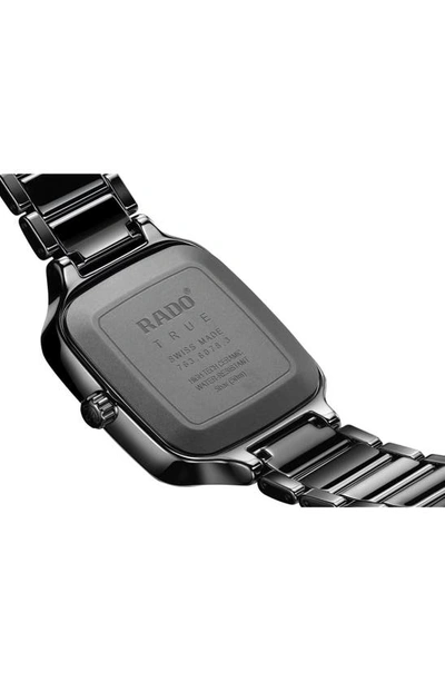 Rado Unisex Swiss Automatic True Square Black High-tech Ceramic Bracelet Watch 38mm In Black