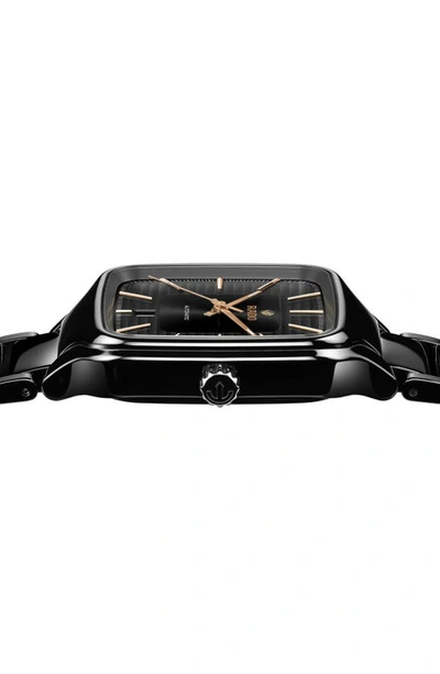 Rado Unisex Swiss Automatic True Square Black High-tech Ceramic Bracelet Watch 38mm In Black