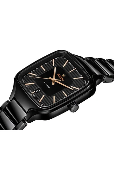Shop Rado True Square Automatic Bracelet Watch, 38mm In Black