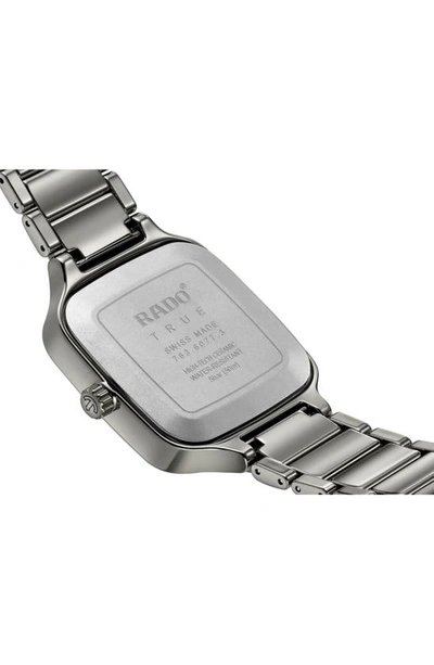 Rado Unisex Swiss Automatic True Square Gray High-tech Ceramic Bracelet Watch 38mm In Grey