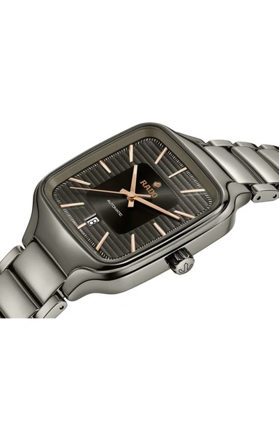 Rado Unisex Swiss Automatic True Square Gray High-tech Ceramic Bracelet Watch 38mm In Grey