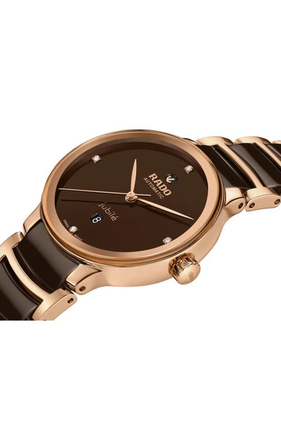 Shop Rado Centrix Automatic Diamond Bracelet Watch, 30.5mm In Brown