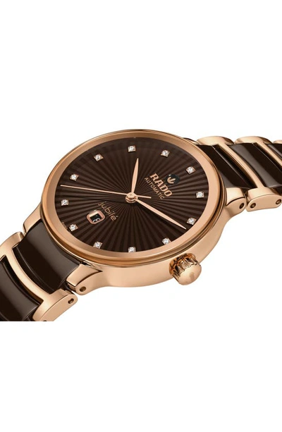 Rado Centrix Automatic Diamond Bracelet Watch, 30.5mm In Brown