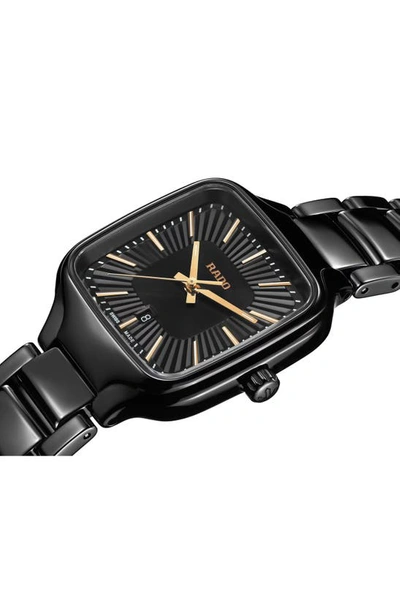 Rado Women's Swiss True Square Black High-tech Ceramic Bracelet Watch 29mm In Black
