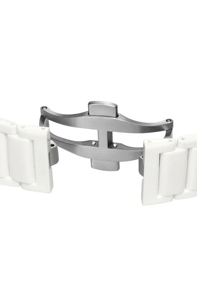 Shop Rado True Square Skeleton Automatic Bracelet Watch, 38mm In White
