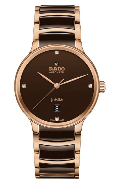 Shop Rado Centrix Diamond Ceramic Bracelet Watch, 30.5m In Brown