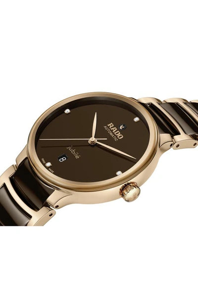 Shop Rado Centrix Diamond Ceramic Bracelet Watch, 30.5m In Brown