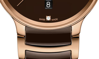 Rado Centrix Diamond Ceramic Bracelet Watch, 30.5m In Brown