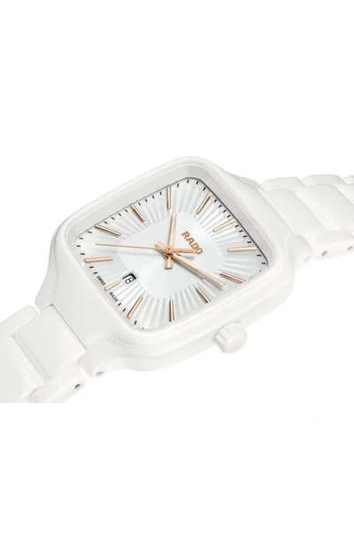 Shop Rado True Square Bracelet Watch, 29mm In White