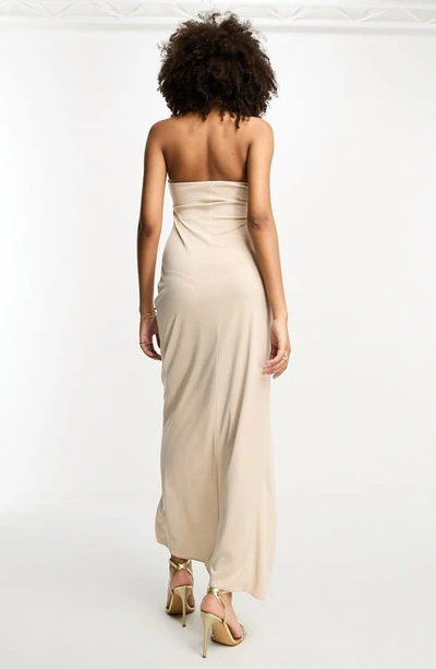 Shop Asos Design Twisted Halter Maxi Dress In Stone