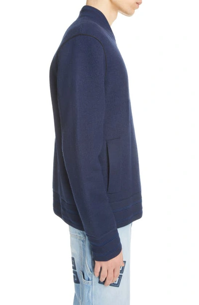 Shop Givenchy 4g Wool Knit Varsity Jacket In Dark Navy
