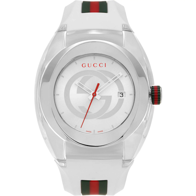 Pre-owned Gucci Sync Xxl Rubber Band  Logoed Dial Assorted Colors Men's Watch