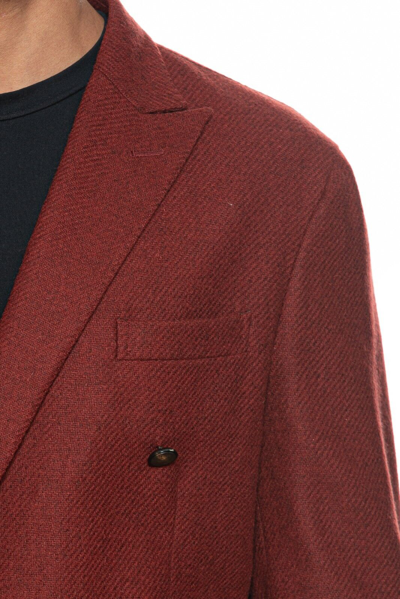 Pre-owned Boglioli $1150  Burgundy Flannel Wool Double Breasted Dover Jacket 42 Us / 52 Eu In Red