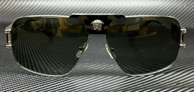 Pre-owned Versace Ve2251 1001 2 Gunmetal Green Men's 63 Mm Sunglasses