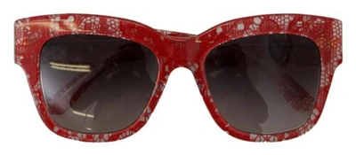 Pre-owned Dolce & Gabbana Dolce&gabbana Dg 4231f Women Red Sunglasses Acetate Sicilian Lace Casual Eyewear In Gray