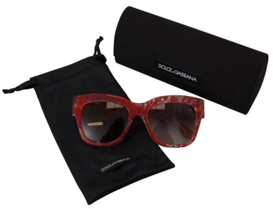 Pre-owned Dolce & Gabbana Dolce&gabbana Dg 4231f Women Red Sunglasses Acetate Sicilian Lace Casual Eyewear In Gray