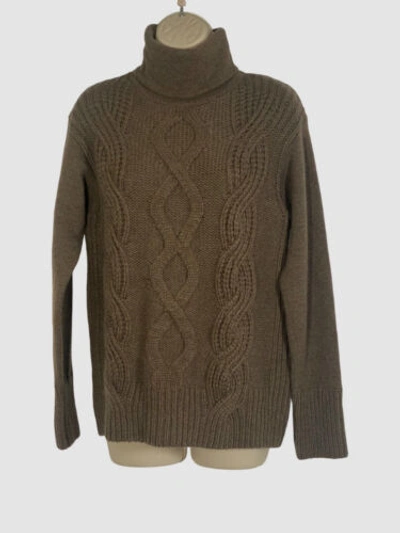 Pre-owned Lafayette 148 $1199  Womens Brown Cashmere Turtleneck Pullover Sweater Size L