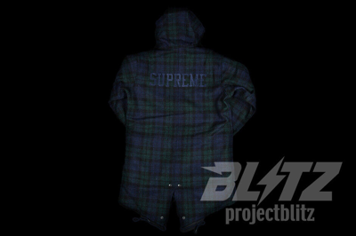 Pre-owned Supreme Wool Fishtail Parka Jacket Multi M L Fw16 Navy Blue Green
