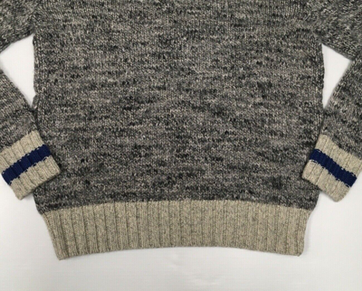 Pre-owned Polo Ralph Lauren Polo Sport Ralph Lauren American Flag Intarsia Shawl Collar Chunky Knit Sweater In Gray