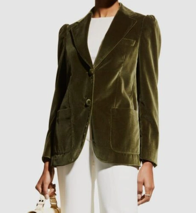Pre-owned Officine Generale $735  Womens Green Albane Single-breasted Stretch Jacket Sz 36