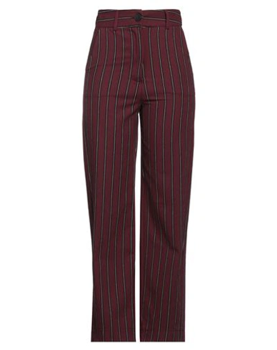 Shop Dixie Woman Pants Burgundy Size M Viscose In Red