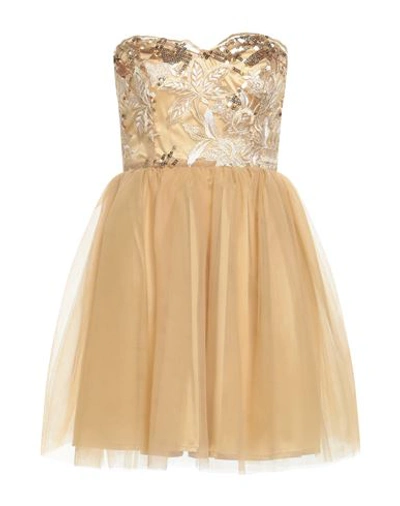 Shop Nora Barth Woman Mini Dress Gold Size 6 Polyester, Metallic Polyester