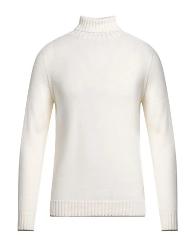 Shop Dondup Man Turtleneck Cream Size 42 Wool In White