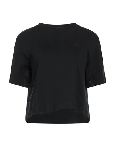 Shop Adidas Originals Woman T-shirt Black Size 6 Cotton