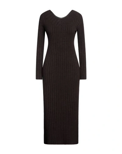 Shop Kaos Woman Midi Dress Brown Size S Viscose, Polyester, Polyamide