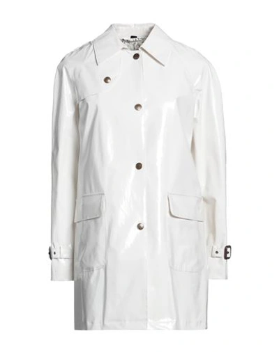 Shop Sealup Woman Overcoat & Trench Coat White Size 8 Cotton, Polyurethane