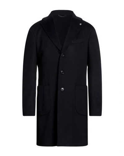 Shop Lubiam Man Coat Navy Blue Size 42 Virgin Wool, Cashmere