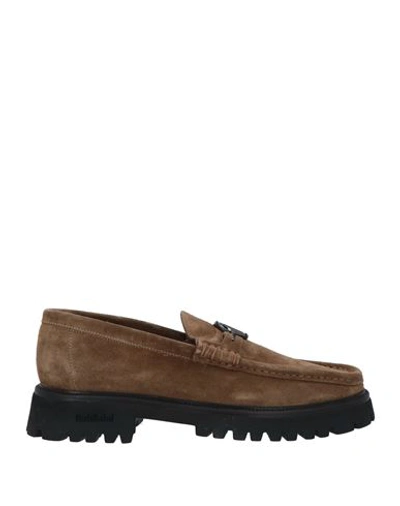 Shop Baldinini Man Loafers Khaki Size 9 Soft Leather In Beige