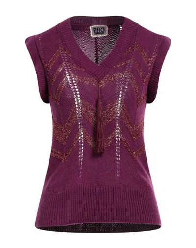 Pho® Firenze Pho Firenze Woman Sweater Deep Purple Size M Acrylic, Viscose, Wool, Alpaca Wool, Metallic Fiber In Purple