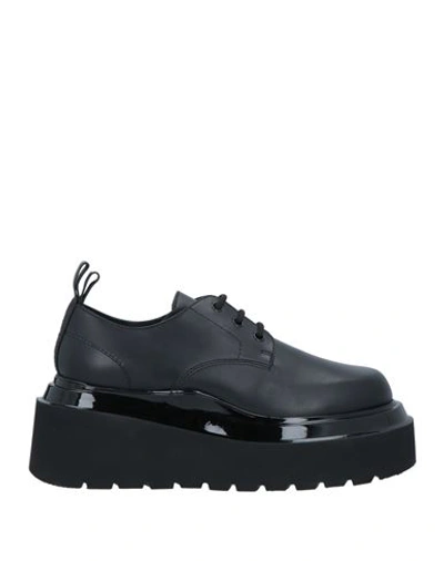 Shop 3juin Woman Lace-up Shoes Black Size 8 Soft Leather