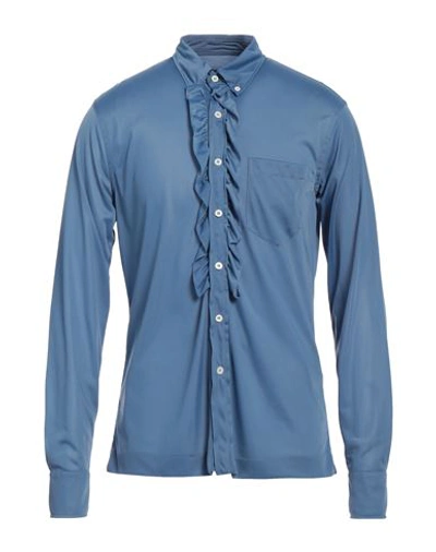 Shop Prada Man Shirt Slate Blue Size 16 Polyamide
