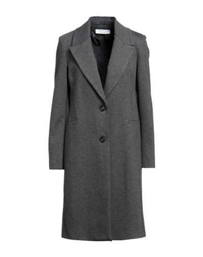 Shop Kaos Woman Overcoat & Trench Coat Grey Size 8 Viscose, Polyamide, Elastane