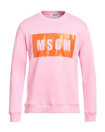Shop Msgm Man Sweatshirt Pink Size Xxs Cotton