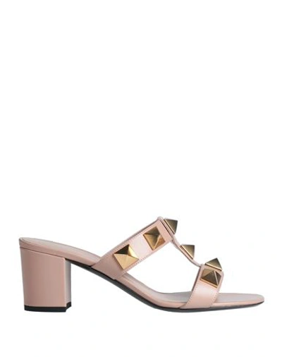 Valentino Garavani Woman Sandals Sand Size 8 Soft Leather In Beige
