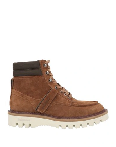Shop Baldinini Man Ankle Boots Camel Size 7 Leather, Textile Fibers In Beige