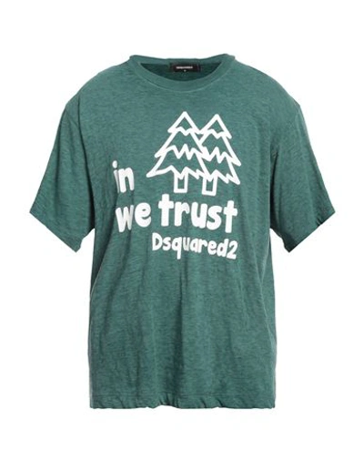 Shop Dsquared2 Man T-shirt Green Size L Cotton, Viscose